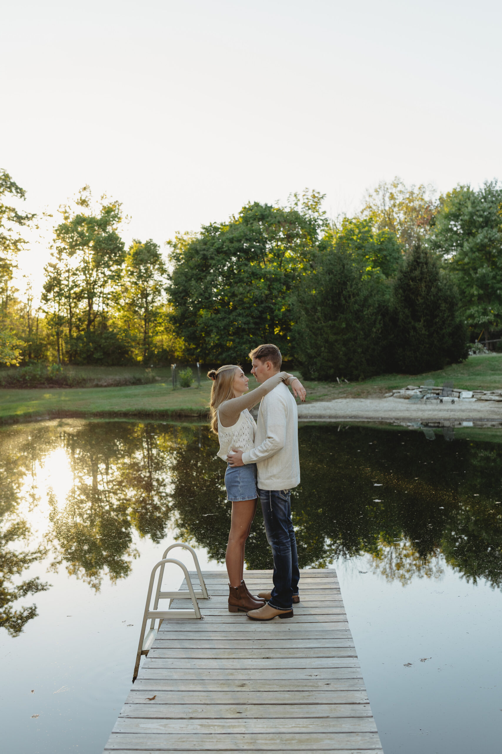 Country engagement session in Trafalgar Indiana on family property