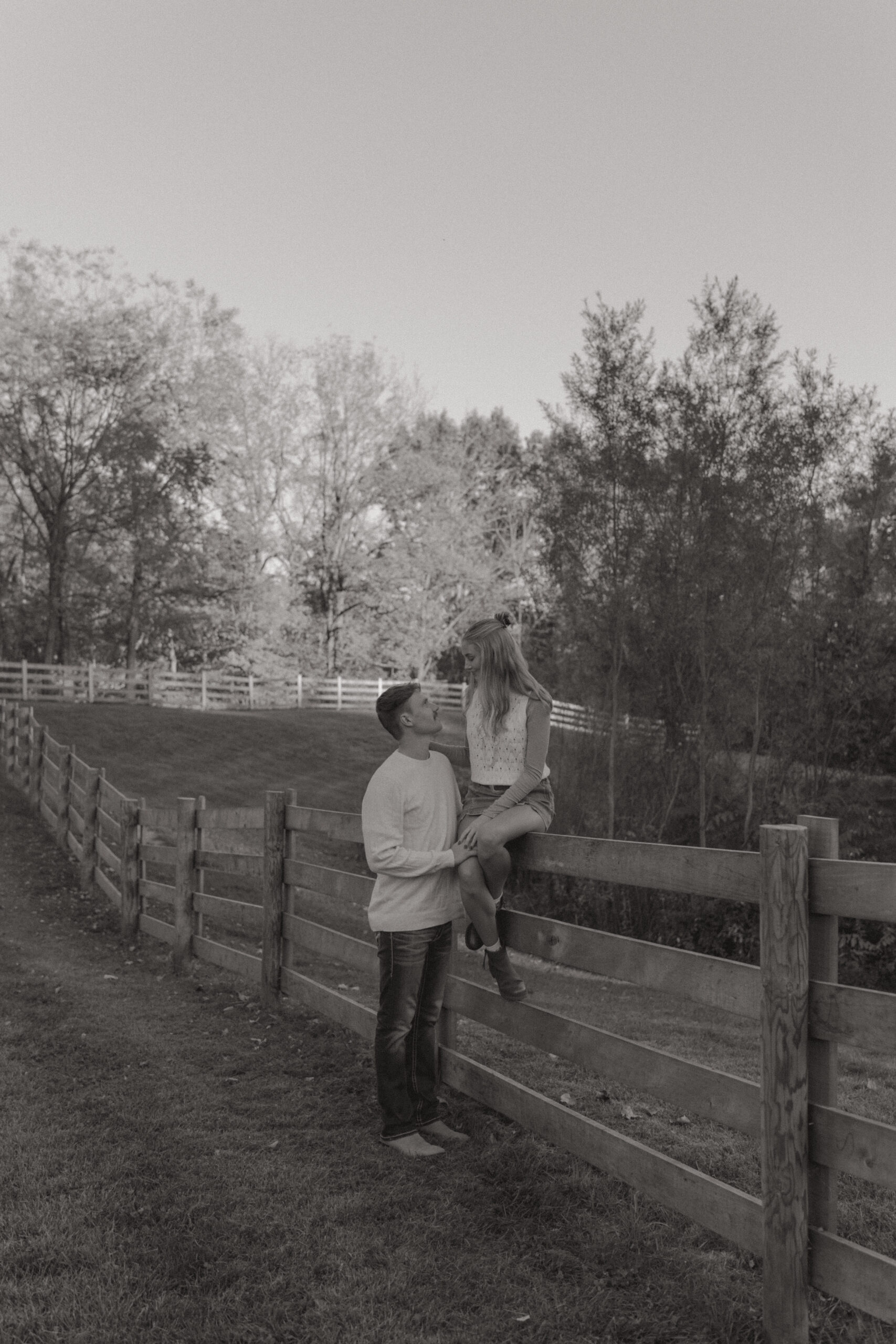Country engagement session in Trafalgar Indiana on family property