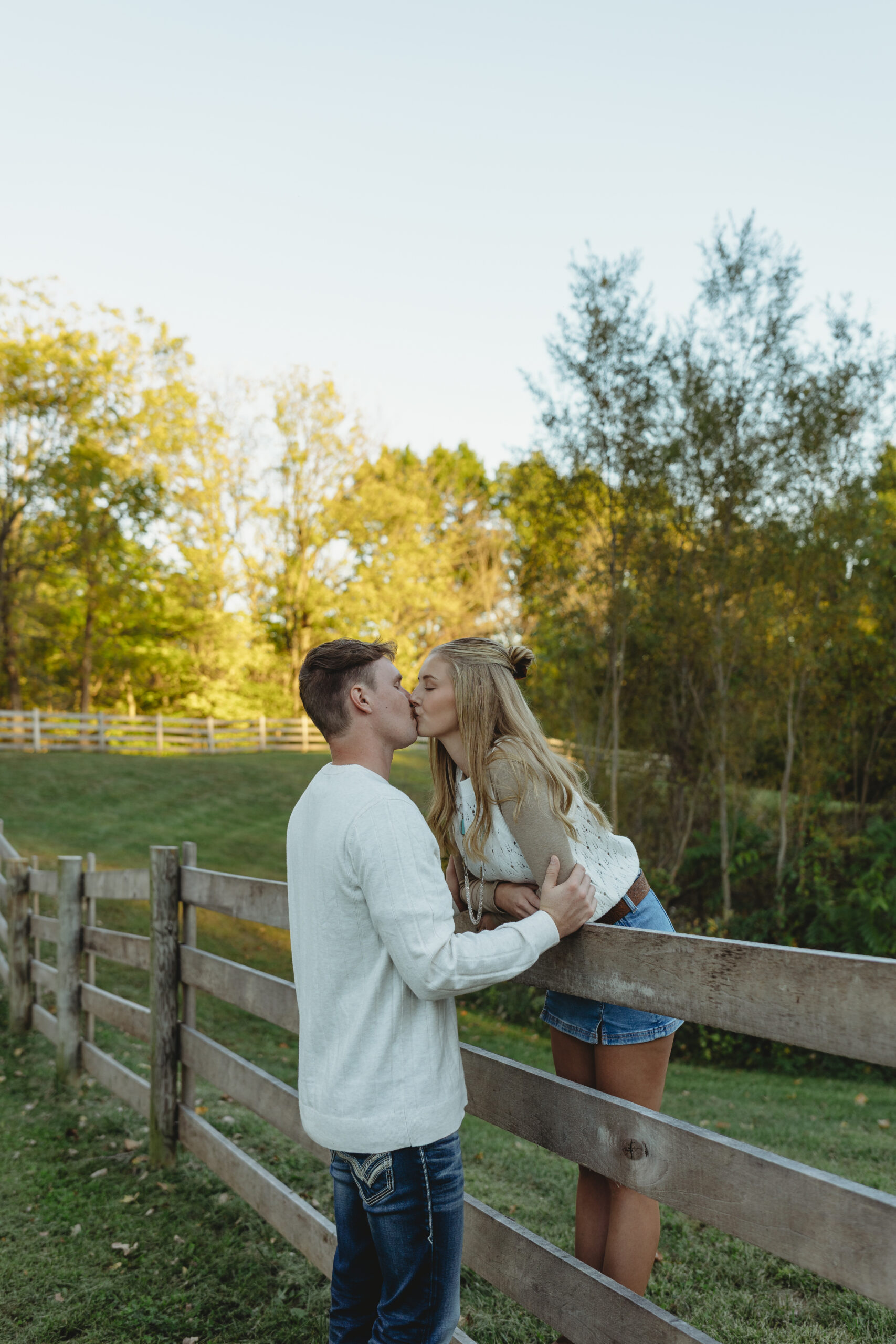 Country engagement session in Trafalgar Indiana on family property