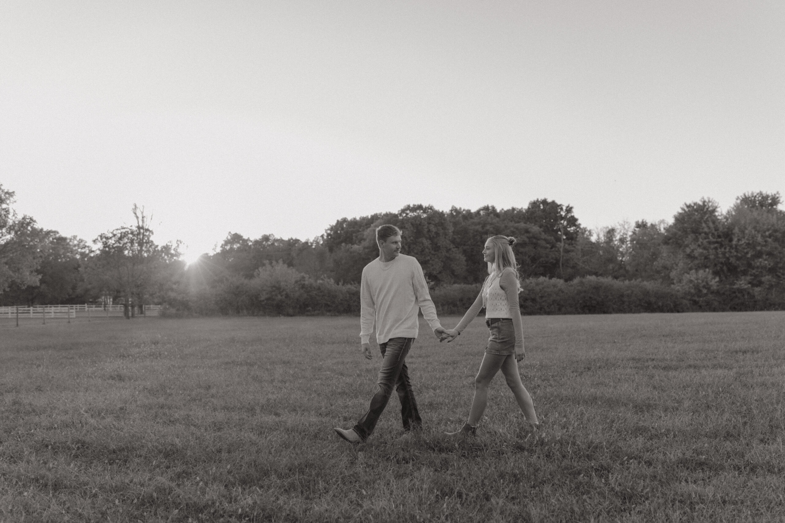 Country engagement session in Trafalgar Indiana on family property
