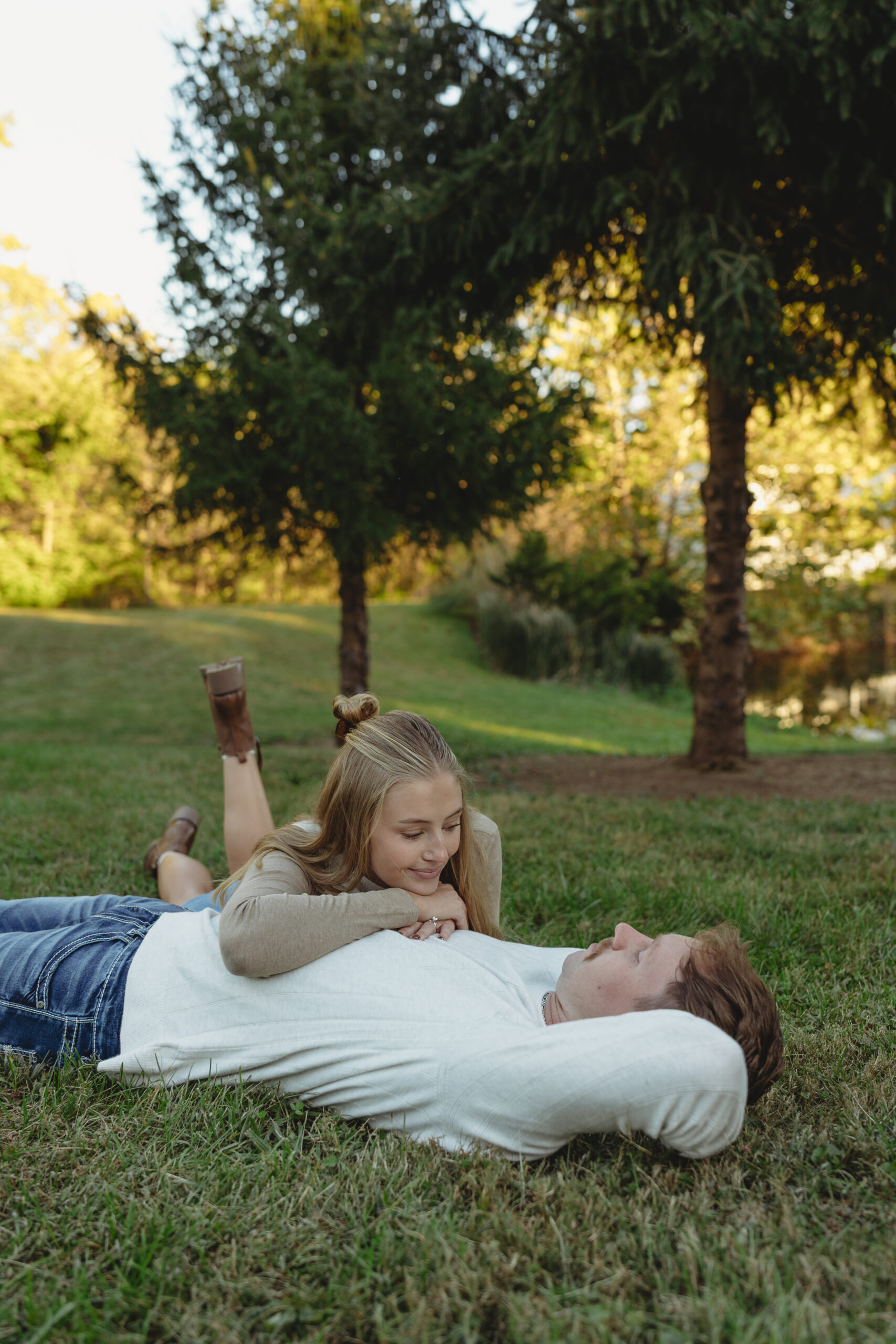 Country engagement session in Trafalgar Indiana on family property